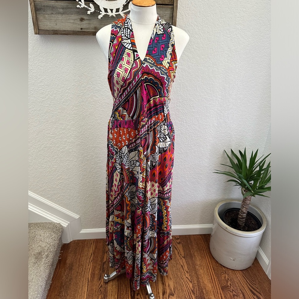 Anthropologie Maeve Cynthia Halter‎ Stretch knit Maxi Dress Size XL